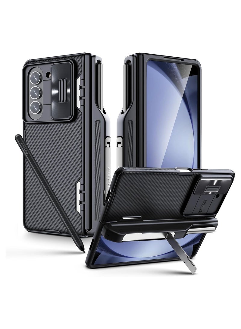 Nillkin Case Cover with  Pen Holder & Hinge Protection, Kickstand [Slide Camera Cover] CamShield Pro Slim Protective Case for Samsung Galaxy Z Fold 5 5G (Black) - Image 1