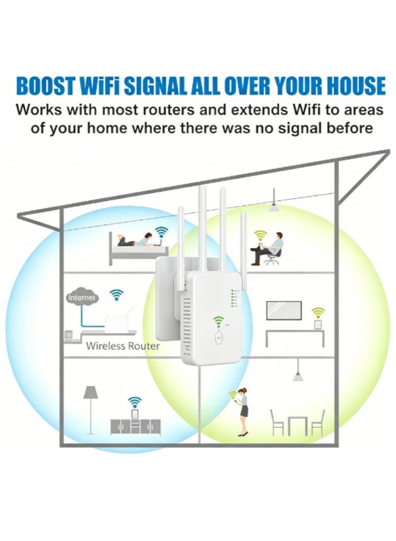 1200Mbps Wireless WiFi Repeater Wifi Signal Booster Dual Band 2.4G 5G WiFi Extender 802.11ac Gigabit WiFi Amplifier WPS Router, AC1200 - Image 4