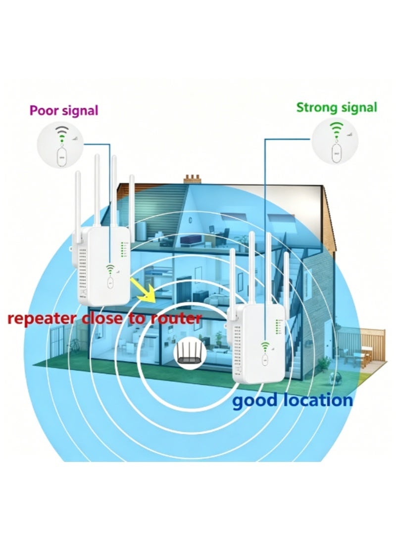 1200Mbps Wireless WiFi Repeater Wifi Signal Booster Dual Band 2.4G 5G WiFi Extender 802.11ac Gigabit WiFi Amplifier WPS Router, AC1200 - Image 2