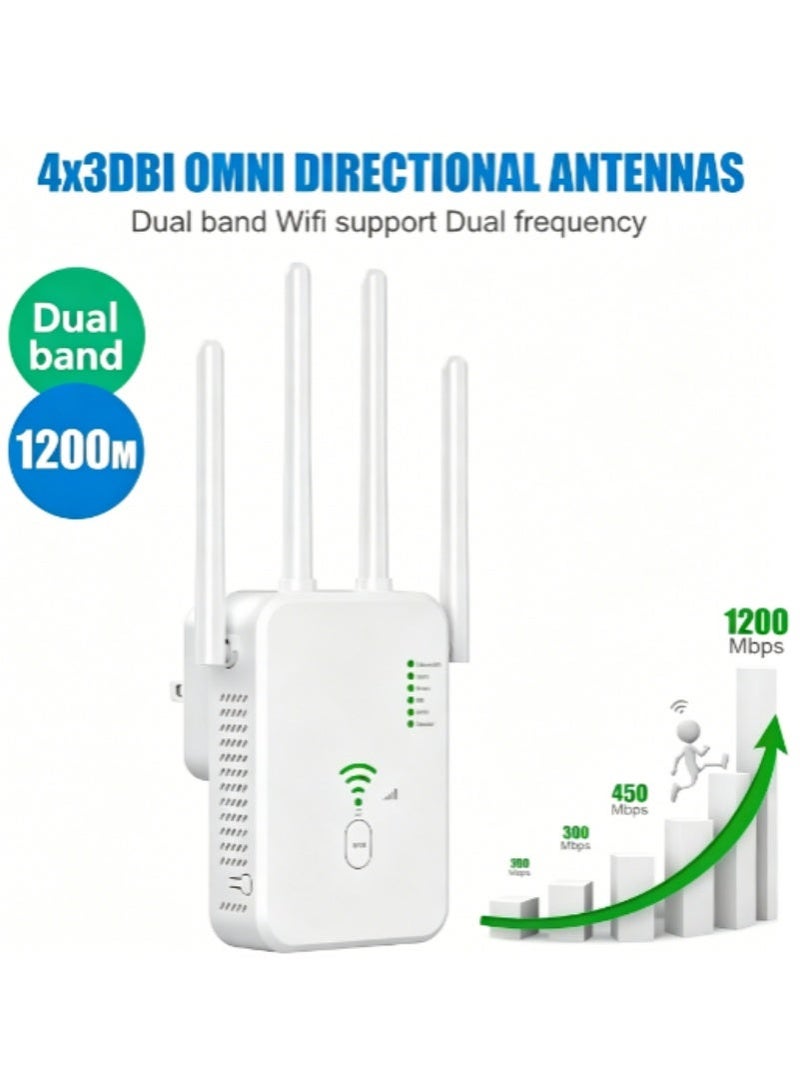 1200Mbps Wireless WiFi Repeater Wifi Signal Booster Dual Band 2.4G 5G WiFi Extender 802.11ac Gigabit WiFi Amplifier WPS Router, AC1200 - Image 3