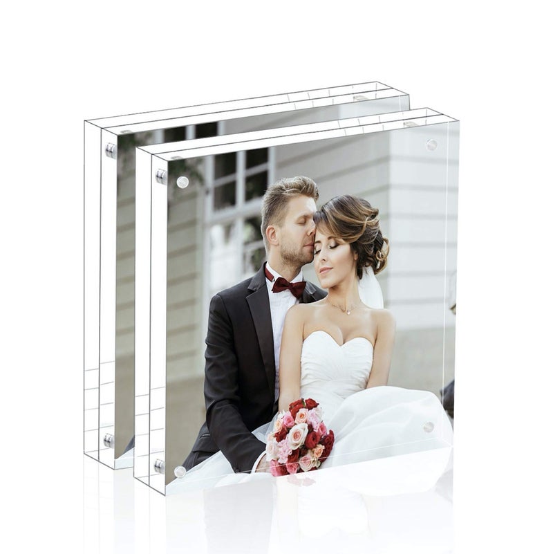 Magicool Magicool Premium Acrylic Photo Frame- Magnet Photo Frame -Double Sied Thick Desktop Frames (5x5 2 Pack) - Image 1