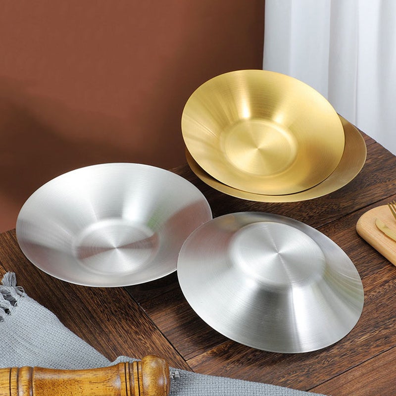 Stainless for Eating Stainless Steel Dish Round Dish Plate Cuisine Storage Plate - Image 1
