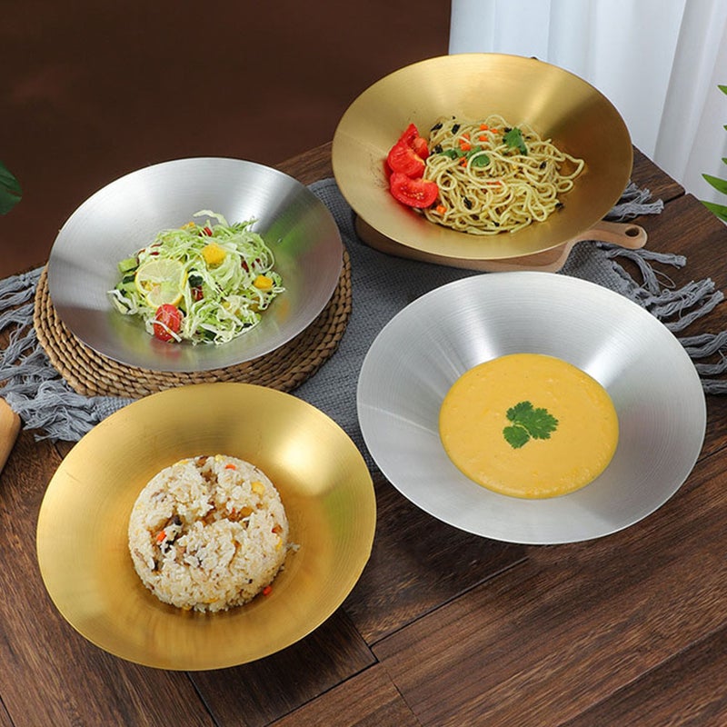Stainless for Eating Stainless Steel Dish Round Dish Plate Cuisine Storage Plate - Image 5