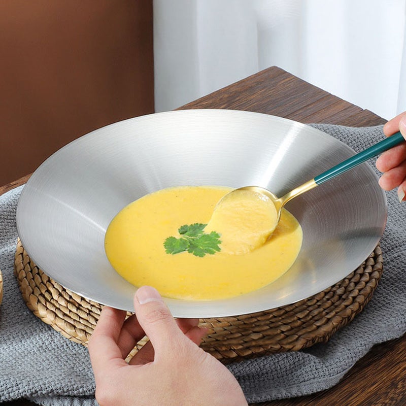Stainless for Eating Stainless Steel Dish Round Dish Plate Cuisine Storage Plate - Image 2