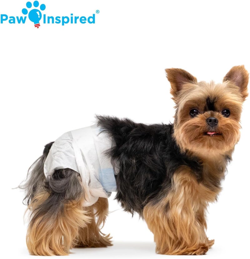 Paw Inspired مناديل صحية للكلاب قابلة للتخلص من ماركة Paw Inspired، سعة 32 قطعة | مناديل صحية للكلاب الإناث بحماية فائقة | مناسبة للكلاب في فترة الحرارة، أو التي تعاني من مشاكل في التبول أو عدم القدرة على التحكم في التبول (صغيرة جدًا الحجم) - Image 4