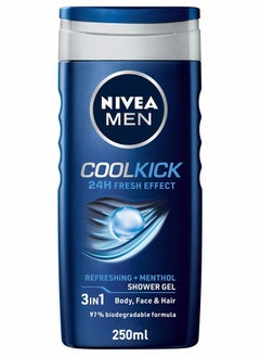 MEN 3in1 Shower Gel Body Wash, Cool Kick 24h Fresh Effect Masculine Scent, 250ml