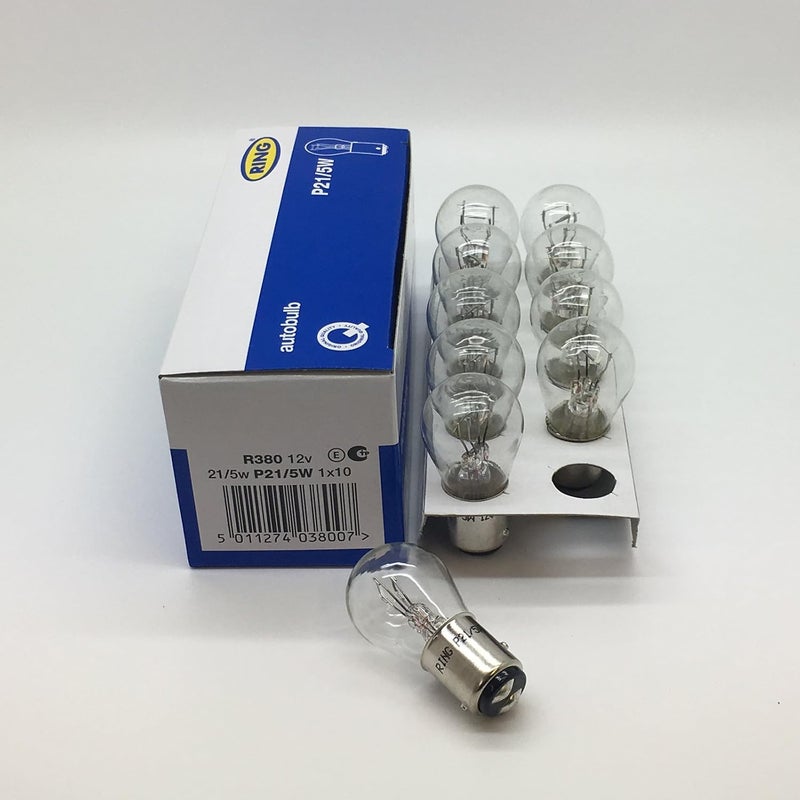 10 × لمبات رينج R380 P21/5W BAY15D للفرامل والتوقف والإضاءة الخلفية للسيارة 380 12V 21/5W