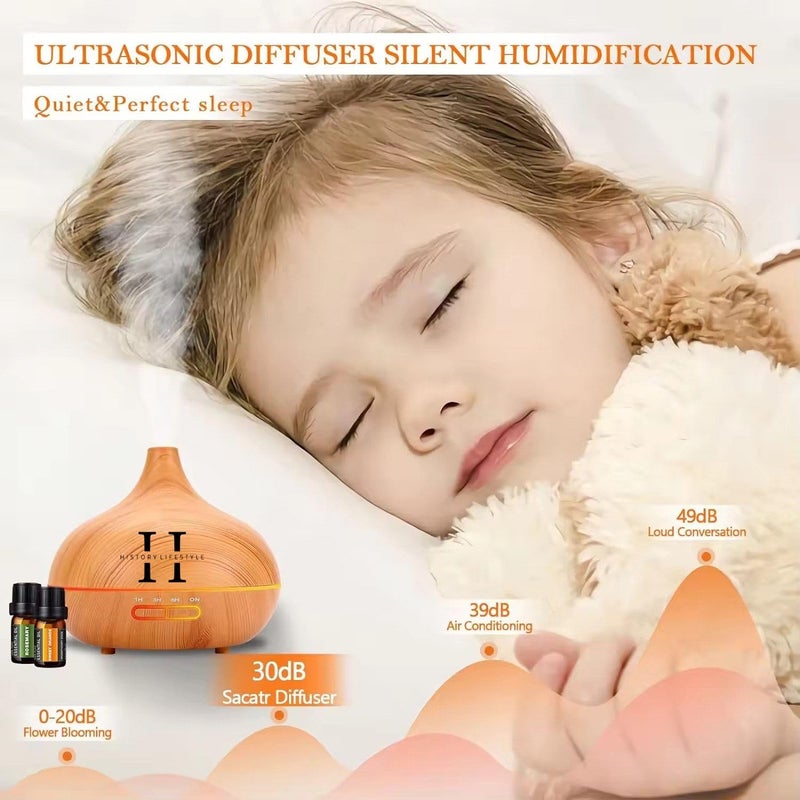 HISTORY LIFESTYLE History Lifestyle 550ml Premium 5 in 1 Essential Oil Diffuser for Home Fragrance with Free Aroma Oil Set Ultrasonic Aromatherapy Humidifier Air Purifier Air Freshener Pack of 6 Free Aroma Oils - Image 4