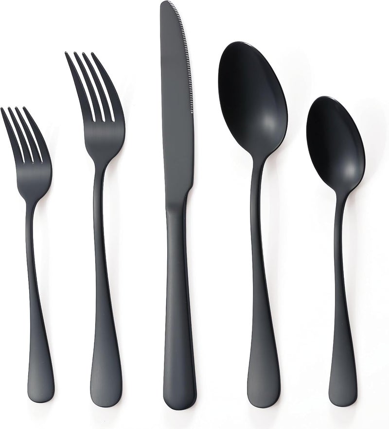 Briout Matte Black Silverware Set Stainless Steel Cutlery Set Service for 4 Black Flatware Utensil Set Include Fork Knife Spoon for Kitchen Home Restaurant Premium Tableware - Image 1