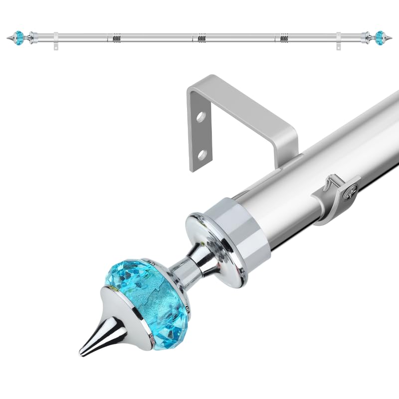 GRIVAN Stainless Steel 1 Inch Curtain RodPipe Blue Diamond Curtain KnobFinials and Curtain SupportBracket For WindowDoor Curtain Holder Set 81 Inch - Image 1