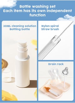 URbazaar Baby Bottle Cleaning Kit with Silicone Brush, Nipple Brush, Straw Brush and Drying Rack - 6 in 1 Bottle Cleaning Tool for Home and Travel  - Image 5