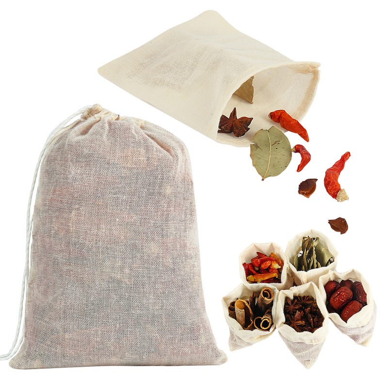 YQL Spice Bags for Cooking30PCS 4x6 Inch Muslin Bags with Drawstring Tea Filter Bags Cheesecloth Bags for Straining Reusable Natural Cotton SachetHerb Bags