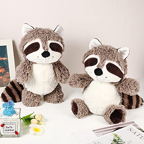 Threan 2 Pieces Raccoon Stuffed Animal Small Cute Plush Raccoon Brown Plushie Woodland Toy Soft Animal Doll for Babies Children Kids Girls Boys - Image 1