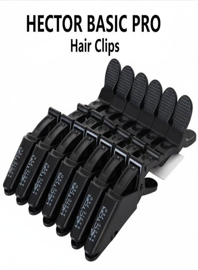 HECTOR Basic Pro Professional Hair Sectioning Clips - Black, Pack of 6 | Strong Grip Non-Slip Alligator Clips for Salon & Home Styling - Image 2