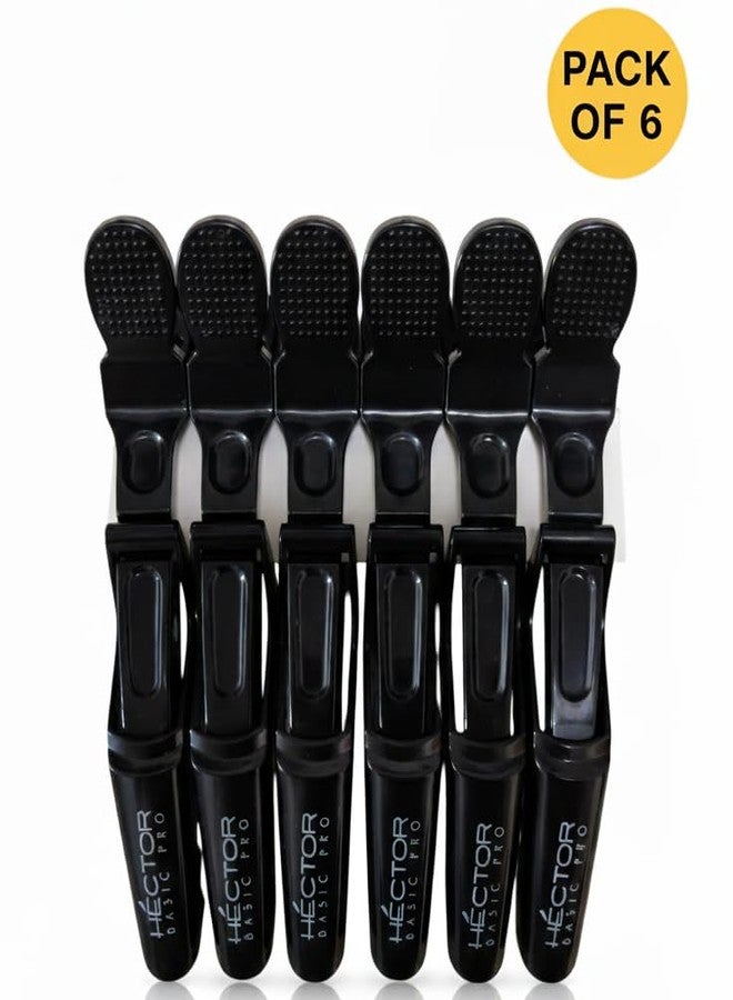 HECTOR Basic Pro Professional Hair Sectioning Clips - Black, Pack of 6 | Strong Grip Non-Slip Alligator Clips for Salon & Home Styling - Image 4