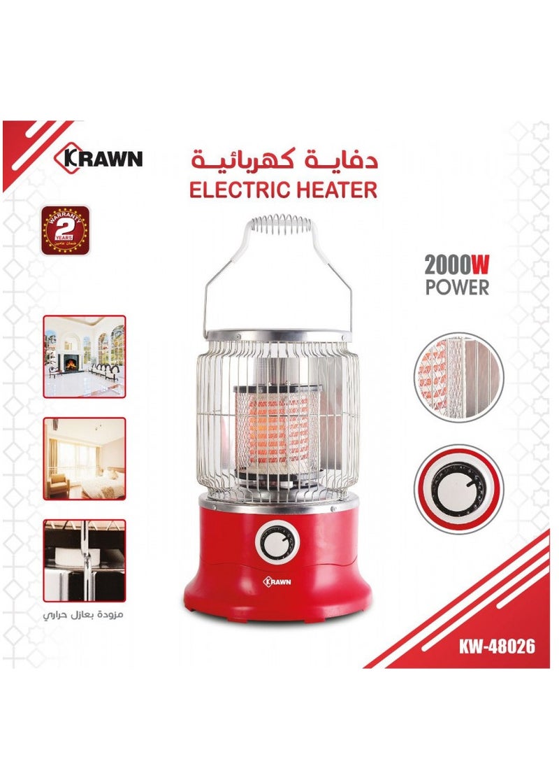 Electric heater 48026 from KRAWN, power: 2000W, equipped with a heat insulator, warranty: 2 years.