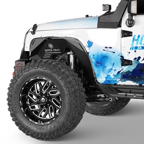 Hooke Road Wrangler JK Aluminum Inner Fender Liners for 2007-2018 Jeep Wrangler JK 2/4 Doors, Offroad Wheel Well Liner Cover - 4PCS Front & Rear Fender Liner Set - Image 3