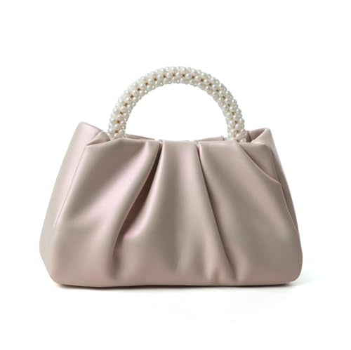 Beatfull Evening Purse Women Small Pearl Handbags Soft Leather Ruched Bag Wedding Bridal Clutch Party Prom Crossbody Purses - Image 1