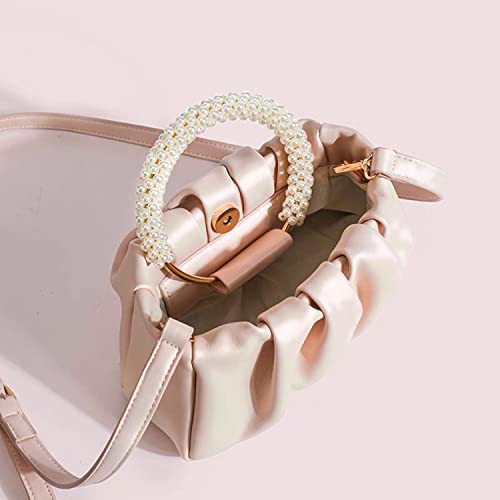 Beatfull Evening Purse Women Small Pearl Handbags Soft Leather Ruched Bag Wedding Bridal Clutch Party Prom Crossbody Purses - Image 5