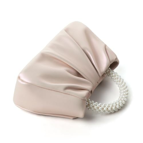 Beatfull Evening Purse Women Small Pearl Handbags Soft Leather Ruched Bag Wedding Bridal Clutch Party Prom Crossbody Purses - Image 4