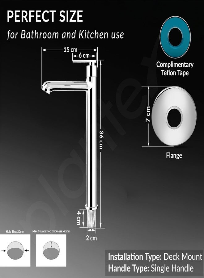 Plantex Pure Brass High Neck Pillar Cocke for Basin with Teflon Tape/Tap for Wash Basin with 7 Year Warranty - (3521, Chrome) - Image 4