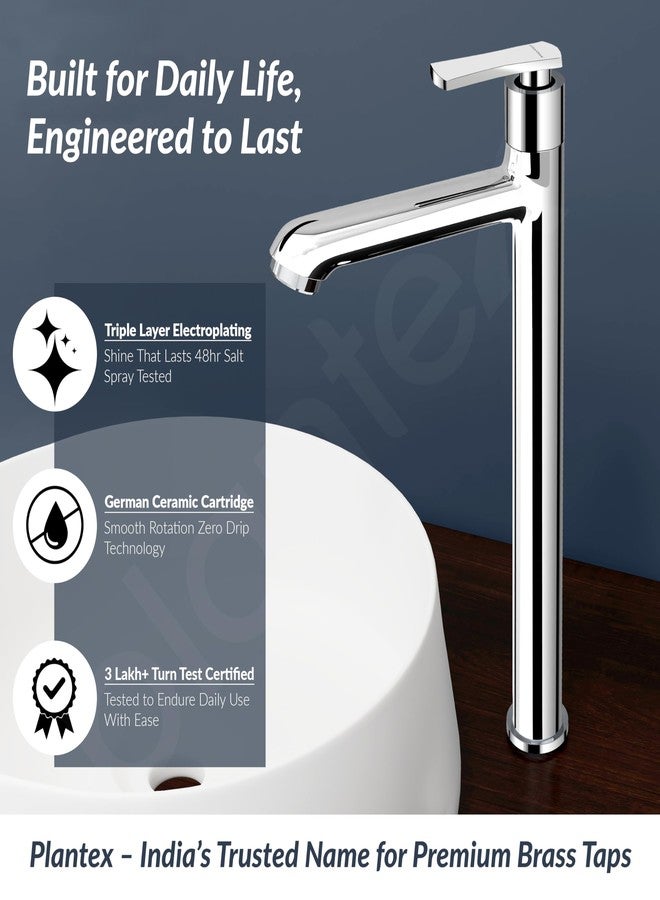 Plantex Pure Brass High Neck Pillar Cocke for Basin with Teflon Tape/Tap for Wash Basin with 7 Year Warranty - (3521, Chrome) - Image 2