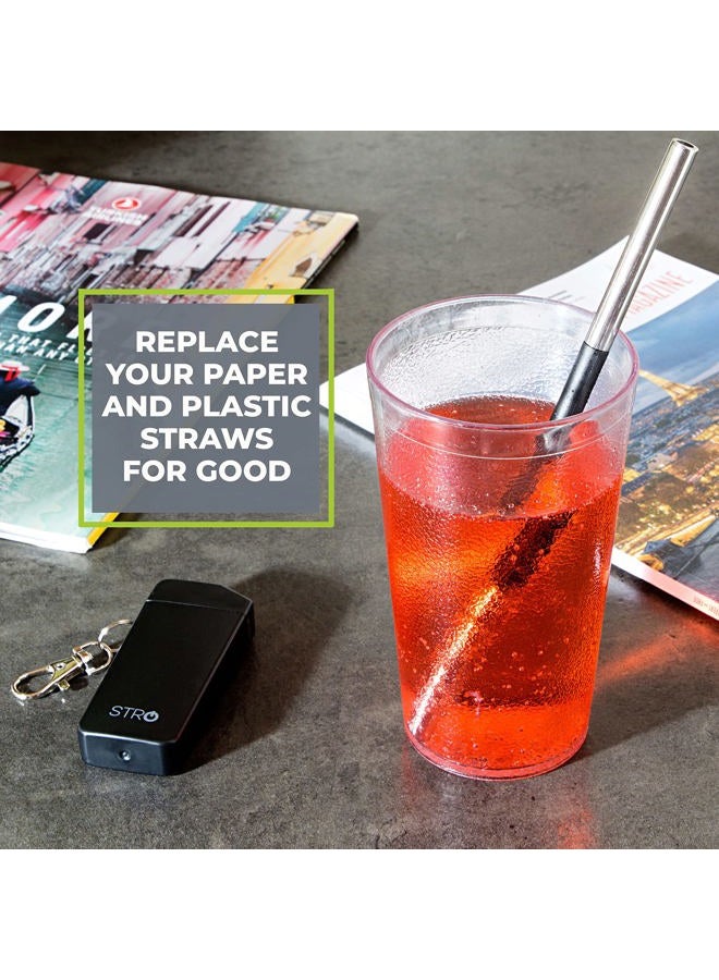 STRO Portable Reusable Metal Straw with Travel Case & Built-in Cleaning Brush, Stainless Steel Straws Drinking Straw for 20 and 30 oz Tumblers, Cans, Bottles, Cups - Image 4