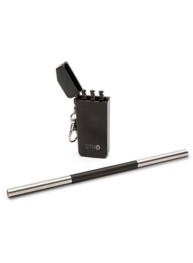 STRO Portable Reusable Metal Straw with Travel Case & Built-in Cleaning Brush, Stainless Steel Straws Drinking Straw for 20 and 30 oz Tumblers, Cans, Bottles, Cups - Image 1