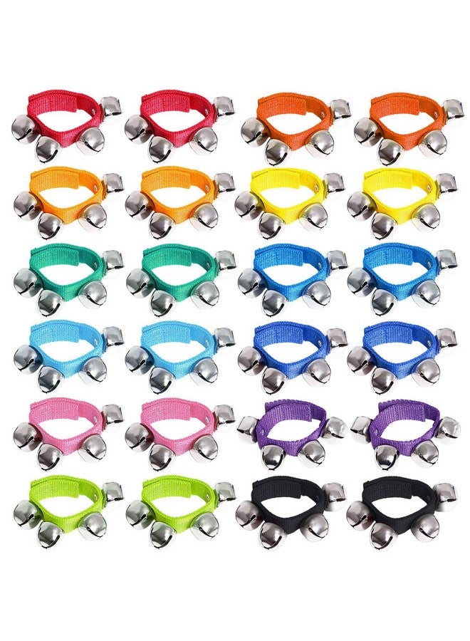 Augshy 24 Pcs Wrist Band Jingle Bells,12 Different Colors Musical Instruments Gift for Kids - Image 1
