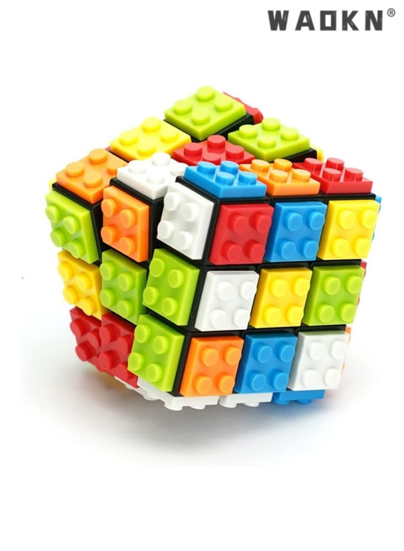 WAOKN Magic Cube ,Rubix Cube 3x3,Build - on Brick Magic Cube,Brain Teaser Puzzle and Bricks Toy in 1,for Kids and Adults Gift,  Enhance Problem Solving Skills, Educational Toy,Black  - Image 3