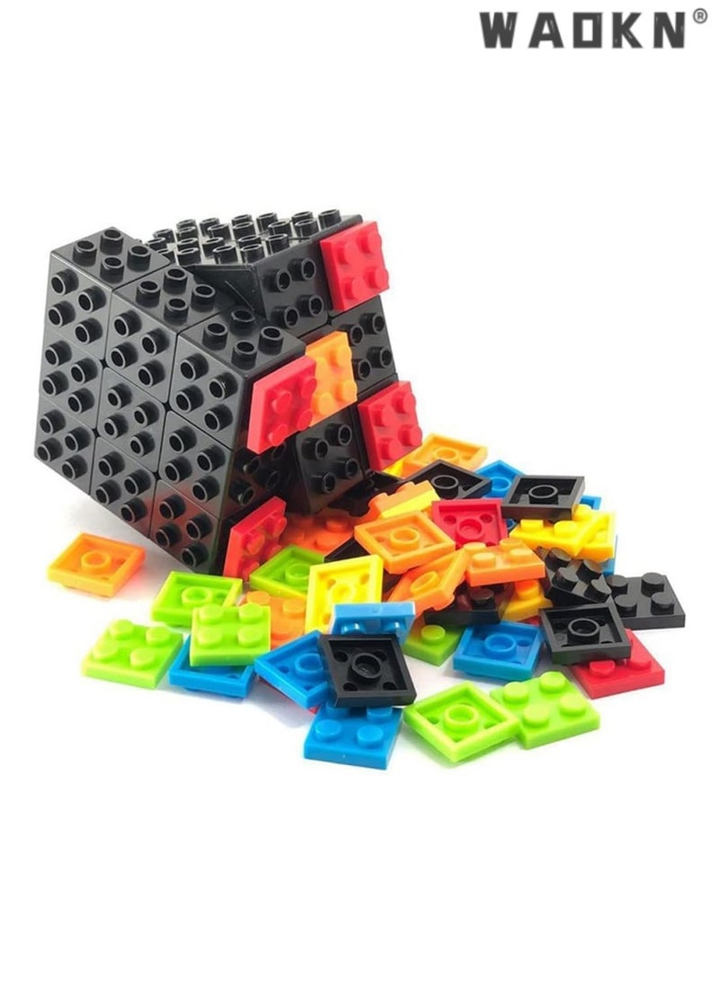 WAOKN Magic Cube ,Rubix Cube 3x3,Build - on Brick Magic Cube,Brain Teaser Puzzle and Bricks Toy in 1,for Kids and Adults Gift,  Enhance Problem Solving Skills, Educational Toy,Black  - Image 4