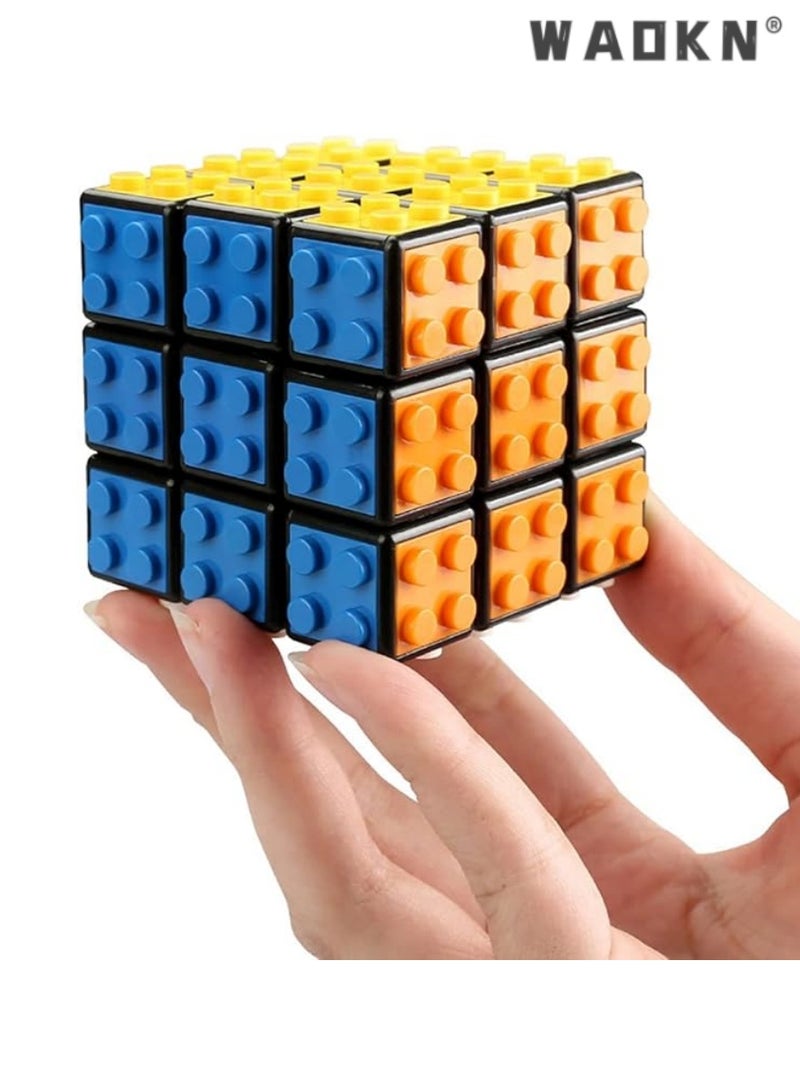 WAOKN Magic Cube ,Rubix Cube 3x3,Build - on Brick Magic Cube,Brain Teaser Puzzle and Bricks Toy in 1,for Kids and Adults Gift,  Enhance Problem Solving Skills, Educational Toy,Black  - Image 1