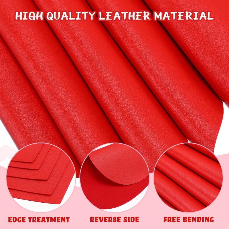 Remerry Leather Heart Placemats Set of 6 Red Heart Shaped Place Mats Waterproof Washable Table Kitchen Mats for Kitchen Dining Decor(Classic,Red,11.81 x 10.24'') - Image 3