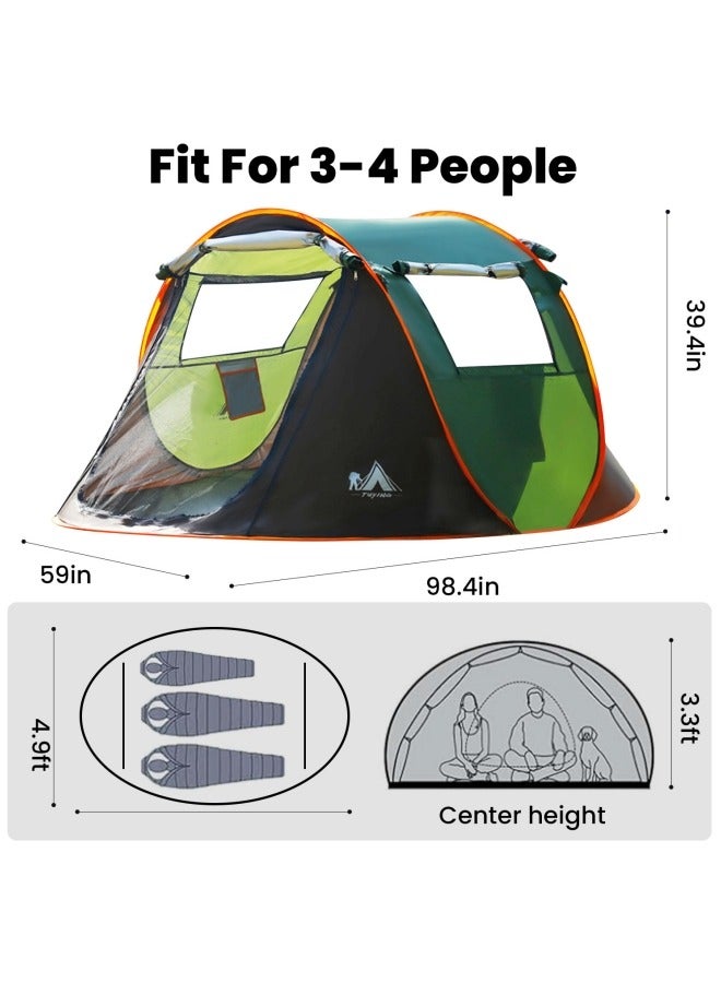جيجيرو خيمة منبثقة لشخصين للتخييم في الهواء الطلق مقاومة للماء وسهلة التركيب، خيمة سفر عائلية أوتوماتيكية، بابان ونوافذ جانبية، خيمة شاطئ منبثقة فورية سهلة التركيب مع حقيبة حمل - Image 2