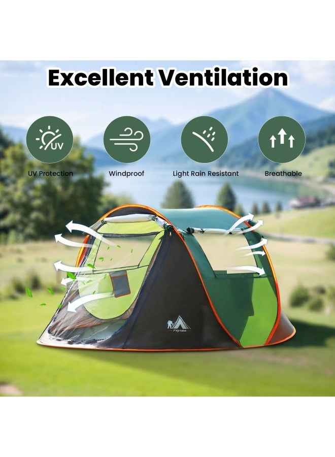 جيجيرو خيمة منبثقة لشخصين للتخييم في الهواء الطلق مقاومة للماء وسهلة التركيب، خيمة سفر عائلية أوتوماتيكية، بابان ونوافذ جانبية، خيمة شاطئ منبثقة فورية سهلة التركيب مع حقيبة حمل - Image 4