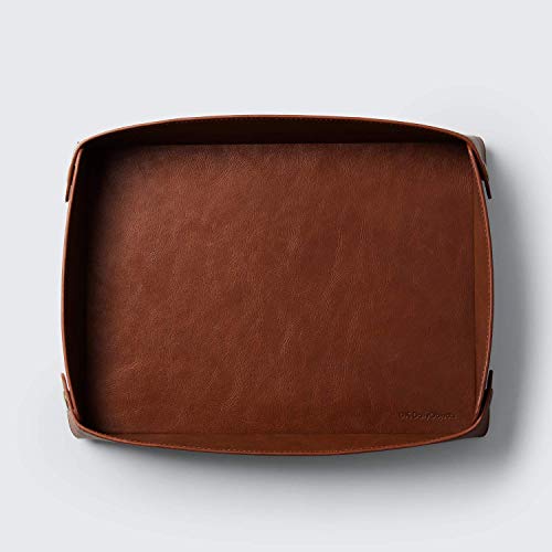DailyObjects Rectangular Valet Vegan Leather Tray | Desk Organiser for Office, Home, Living Room Button Opening Water Resistent - Tan, Stationary, Brown - Image 4