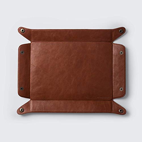 DailyObjects Rectangular Valet Vegan Leather Tray | Desk Organiser for Office, Home, Living Room Button Opening Water Resistent - Tan, Stationary, Brown - Image 5