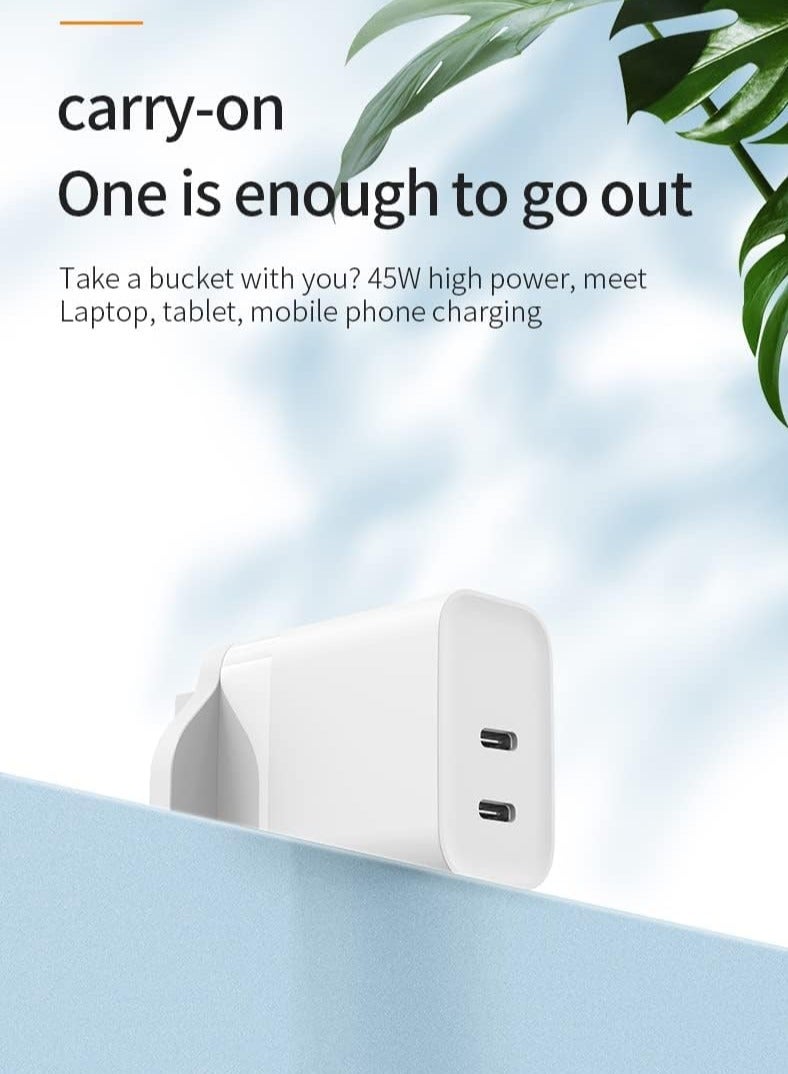 EKR EKR 45W GaN Type C Power Adapter, White, Compatible with iPhone14/13/12/11, Samsung Galaxy, Pixel, iPad, AirPods and more  - Image 4