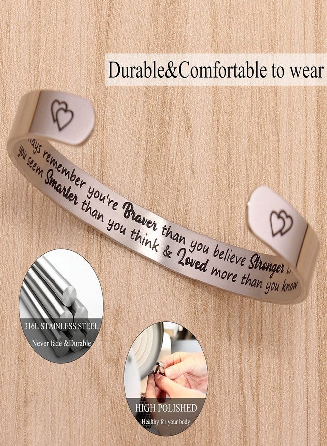 Btysun Inspirational Gifts for Women Anxiety Bracelets for Teen Girls Encouragement Gifts for People with Anxiety Friend Bracelet Quotes Engraved Jewelry - Image 2