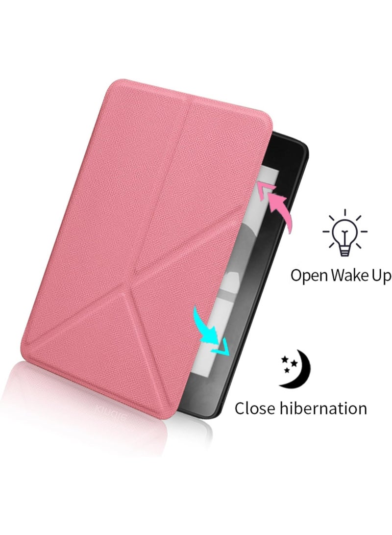 Compatible with 7-inch Kindle Paperwhite 12th Gen 2024 Case Cover Lightweight Shell Foldable Cover with Auto Wake/Sleep & Multi-Viewing Angles Protection Shell for Paperwhite e-Reader (Pink) - Image 2