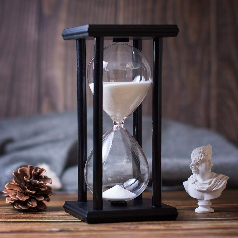 Hourglass Timer with White Sand 30 Minute Wooden Frame Sand Timer Creative Handcraft Decoration