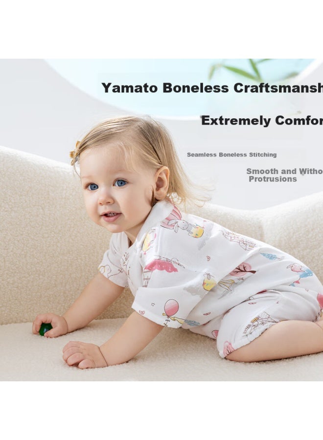 Beptides Beipesi Baby Summer Romper Short Sleeve Bamboo Cotton Gauze Newborn Infant Baby Bodysuit Crawling Suit Pajamas - Image 2