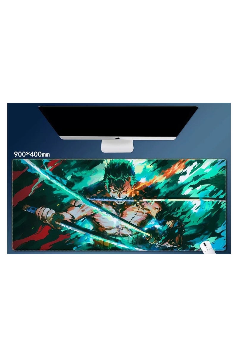 Heyla Extra-large anime cartoon game mouse pad, thickened desk pad with precise locking edge and anti-slip keyboard，15.7×35.4 inch - Image 1