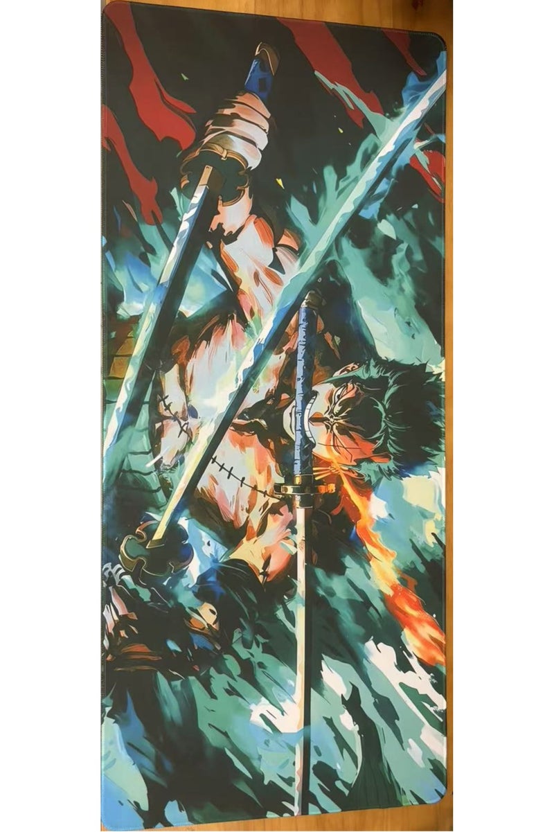 Heyla Extra-large anime cartoon game mouse pad, thickened desk pad with precise locking edge and anti-slip keyboard，15.7×35.4 inch - Image 2