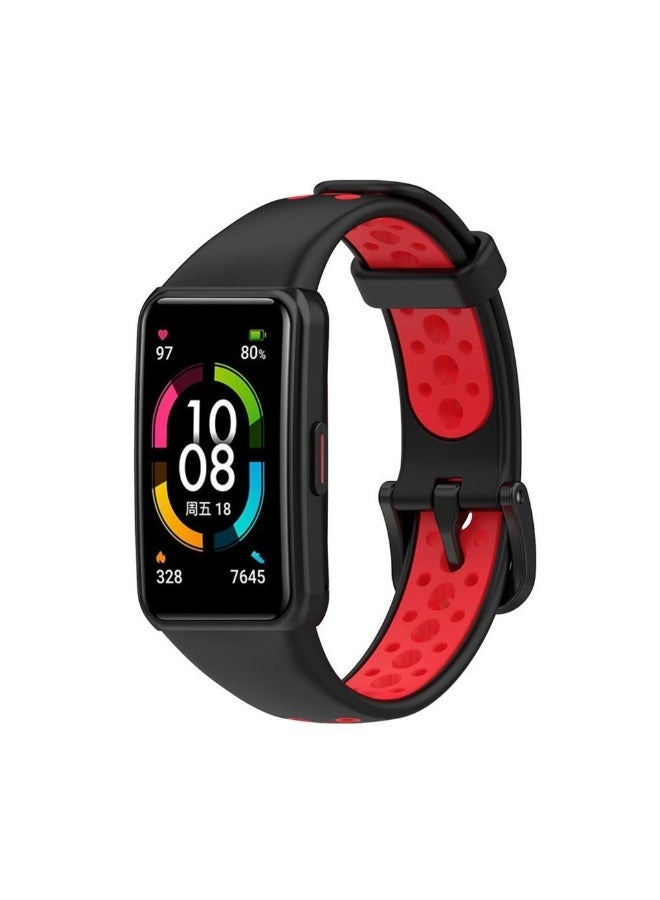 Huawei Band 6 & Honor Band 6 Sport Silcon Strap black/red - Image 4