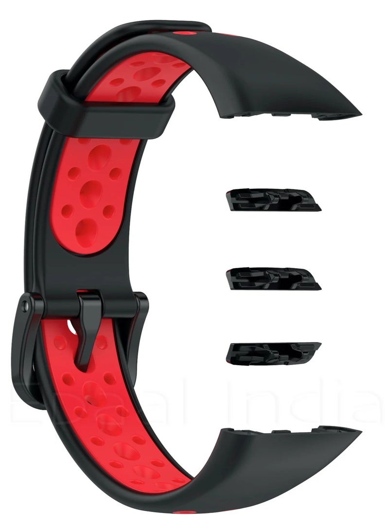 Huawei Band 6 & Honor Band 6 Sport Silcon Strap black/red - Image 2