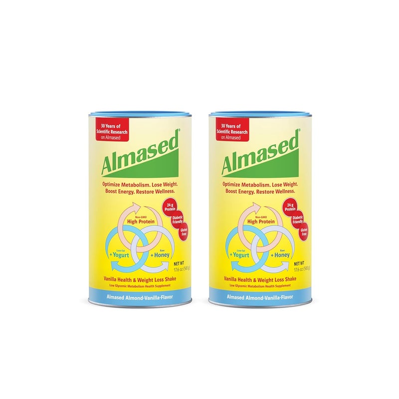 Almased Vanilla Meal Replacement Shake  LowGlycemic High Plant Base Protein Powder Nutritional Weight Health Support Supplement  Vanilla Flavor  176 oz 11 Pound 2 Pack - Image 1