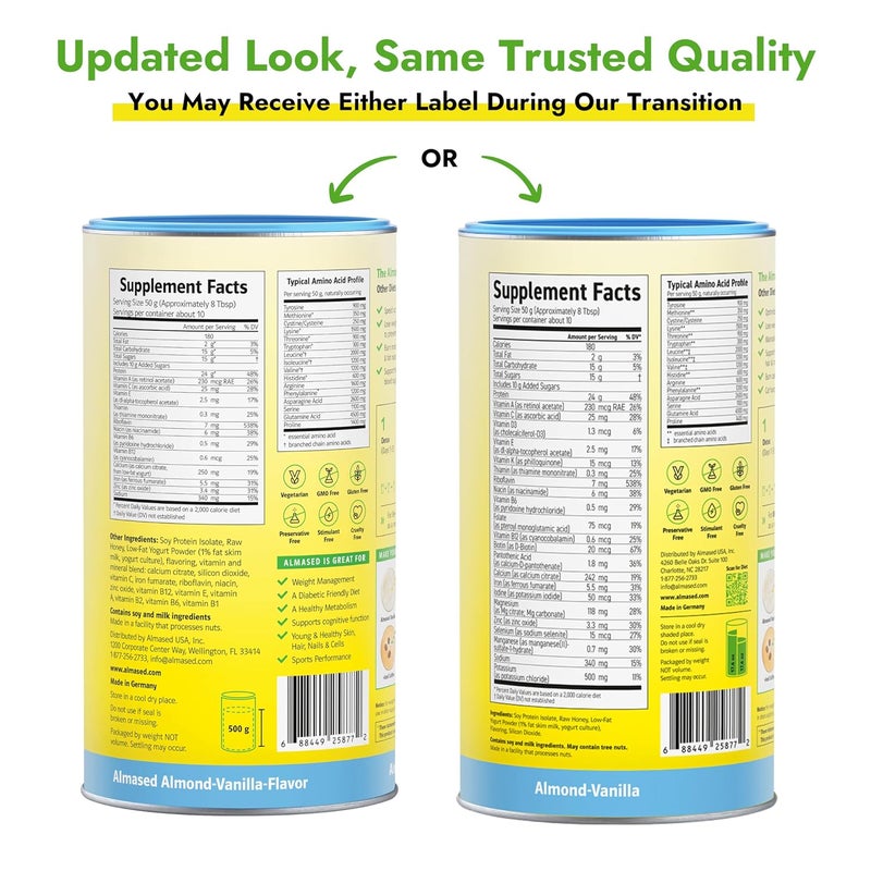 Almased Vanilla Meal Replacement Shake  LowGlycemic High Plant Base Protein Powder Nutritional Weight Health Support Supplement  Vanilla Flavor  176 oz 11 Pound 2 Pack - Image 5