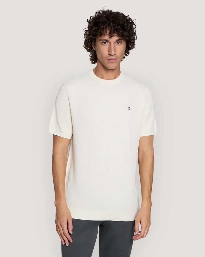 غانت Gant Micro Textured Cotton Ss C-Neck