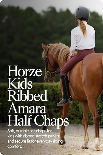 HORZE Amara Equestrian English Riding Unisex Kids Half Chaps | Synthetic Leather Zip-Up Pair | Size Chart in Description - Black - S Wide - Image 4